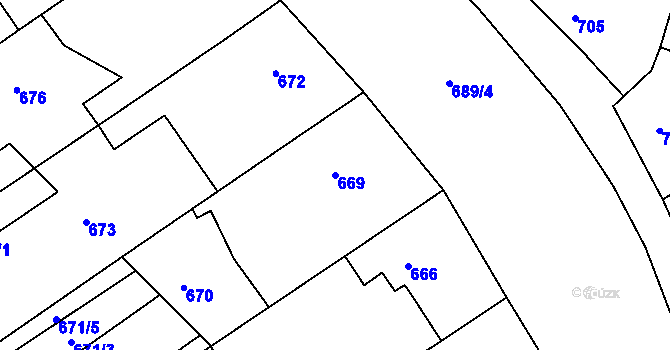 Parcela st. 669 v KÚ Buchlovice, Katastrální mapa