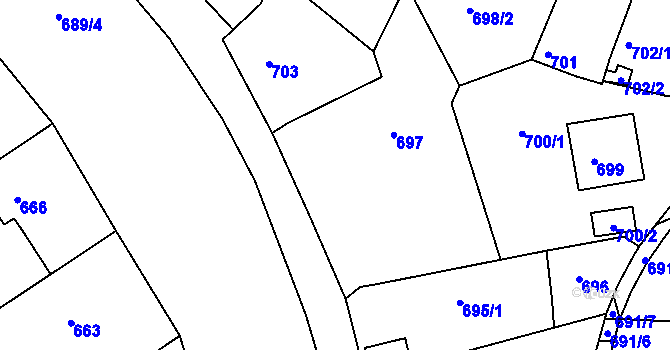 Parcela st. 697 v KÚ Buchlovice, Katastrální mapa