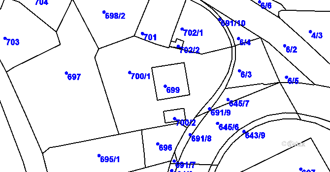 Parcela st. 699 v KÚ Buchlovice, Katastrální mapa