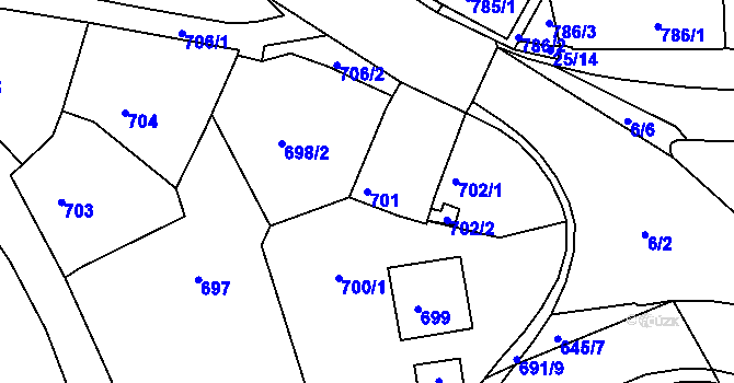 Parcela st. 701 v KÚ Buchlovice, Katastrální mapa