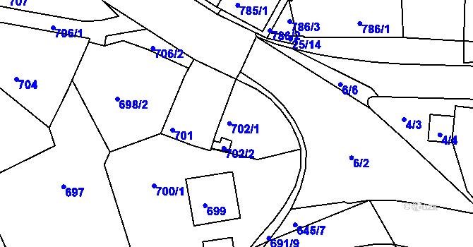 Parcela st. 702 v KÚ Buchlovice, Katastrální mapa