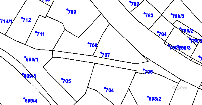 Parcela st. 707 v KÚ Buchlovice, Katastrální mapa