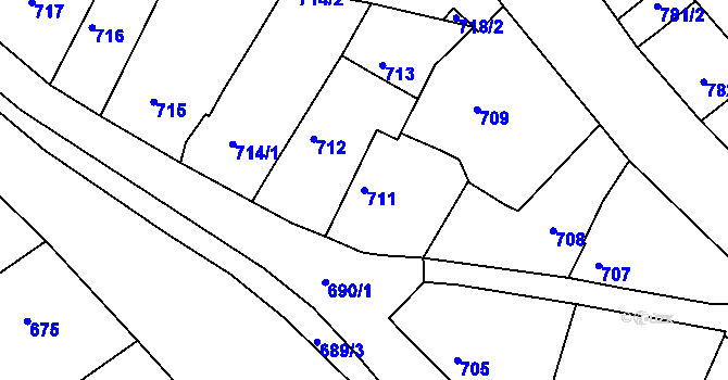 Parcela st. 711 v KÚ Buchlovice, Katastrální mapa