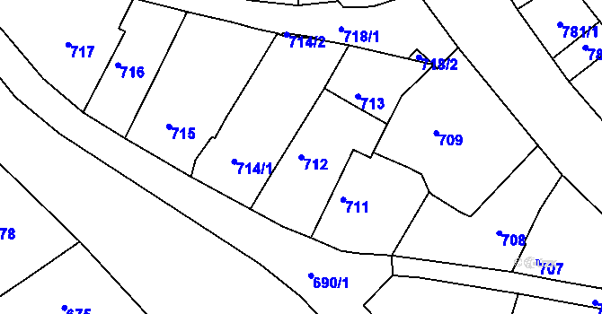 Parcela st. 712 v KÚ Buchlovice, Katastrální mapa