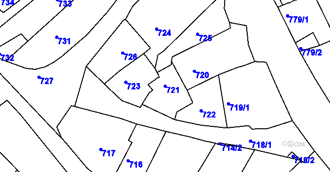 Parcela st. 721 v KÚ Buchlovice, Katastrální mapa