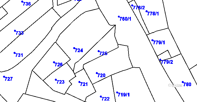Parcela st. 725 v KÚ Buchlovice, Katastrální mapa