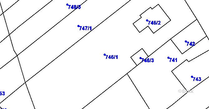 Parcela st. 746/1 v KÚ Buchlovice, Katastrální mapa