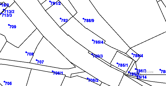 Parcela st. 784 v KÚ Buchlovice, Katastrální mapa