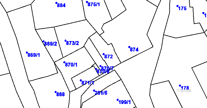 Parcela st. 872 v KÚ Buchlovice, Katastrální mapa