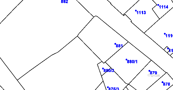 Parcela st. 876/1 v KÚ Buchlovice, Katastrální mapa