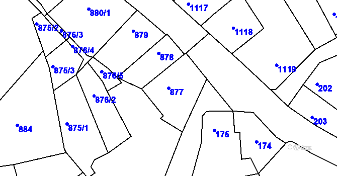 Parcela st. 877 v KÚ Buchlovice, Katastrální mapa