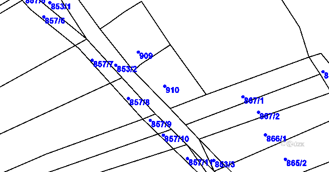 Parcela st. 910 v KÚ Buchlovice, Katastrální mapa