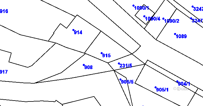 Parcela st. 915 v KÚ Buchlovice, Katastrální mapa