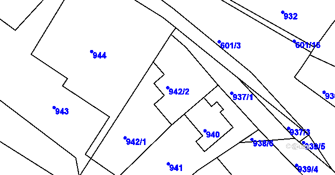 Parcela st. 942/2 v KÚ Buchlovice, Katastrální mapa