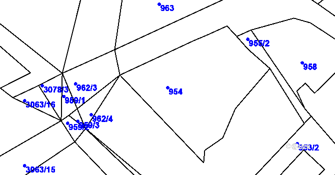 Parcela st. 954 v KÚ Buchlovice, Katastrální mapa