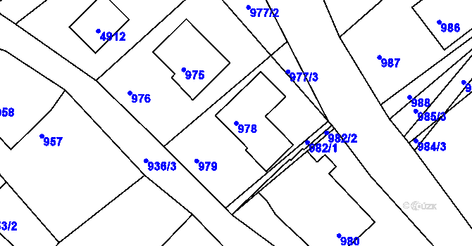 Parcela st. 978 v KÚ Buchlovice, Katastrální mapa
