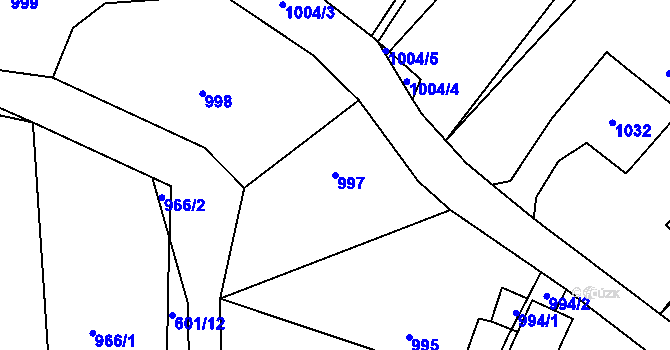 Parcela st. 997 v KÚ Buchlovice, Katastrální mapa