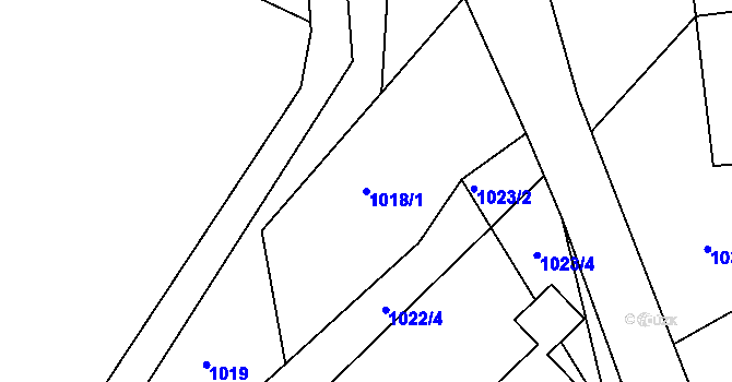 Parcela st. 1018/1 v KÚ Buchlovice, Katastrální mapa