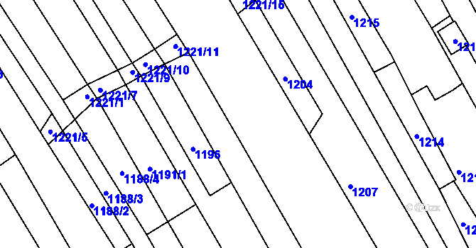 Parcela st. 1201 v KÚ Buchlovice, Katastrální mapa