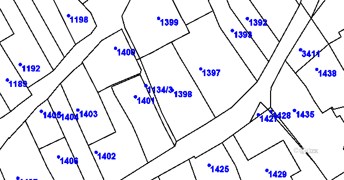 Parcela st. 1398 v KÚ Buchlovice, Katastrální mapa