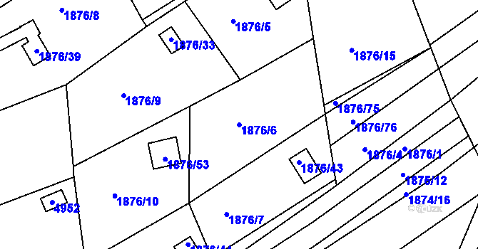 Parcela st. 1876/6 v KÚ Buchlovice, Katastrální mapa