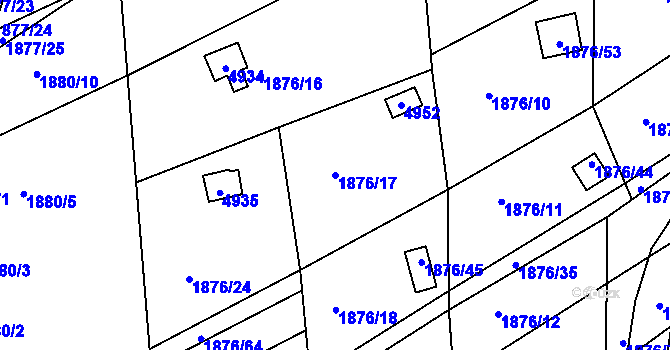 Parcela st. 1876/17 v KÚ Buchlovice, Katastrální mapa