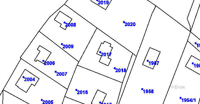 Parcela st. 2017 v KÚ Buchlovice, Katastrální mapa