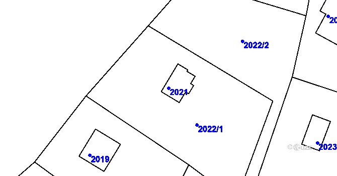 Parcela st. 2021 v KÚ Buchlovice, Katastrální mapa