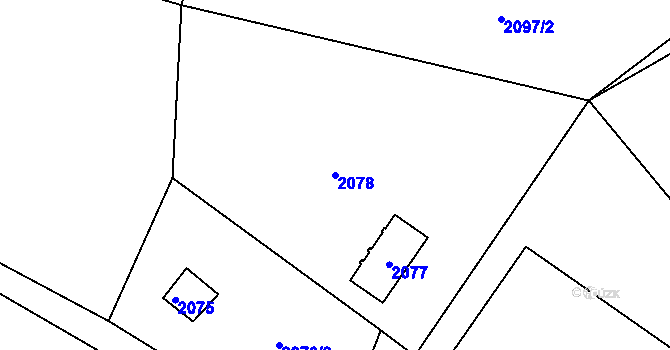Parcela st. 2078 v KÚ Buchlovice, Katastrální mapa