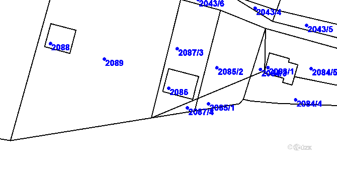 Parcela st. 2086 v KÚ Buchlovice, Katastrální mapa