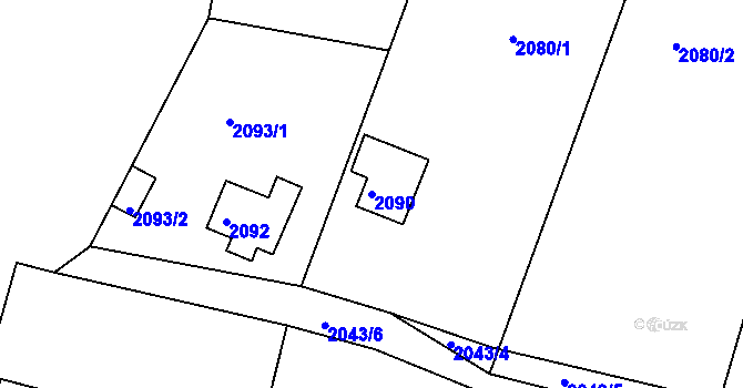 Parcela st. 2090 v KÚ Buchlovice, Katastrální mapa