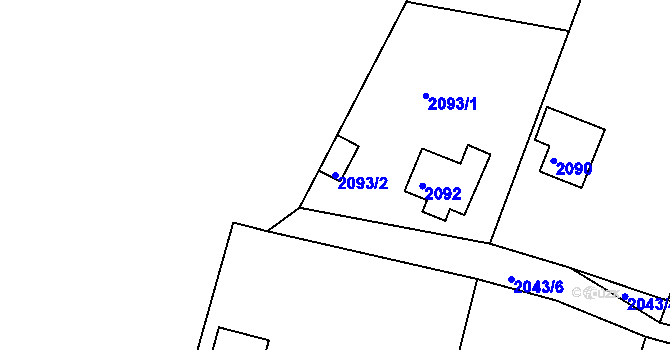 Parcela st. 2093/2 v KÚ Buchlovice, Katastrální mapa