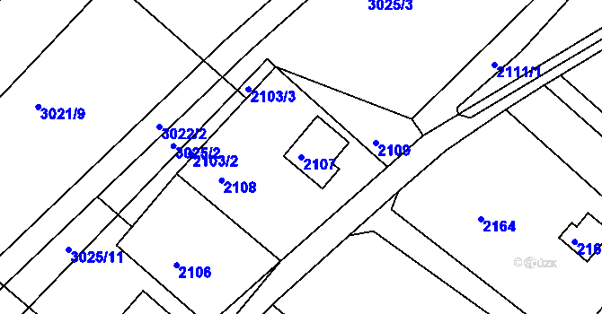 Parcela st. 2107 v KÚ Buchlovice, Katastrální mapa
