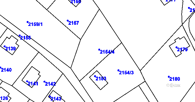 Parcela st. 2154 v KÚ Buchlovice, Katastrální mapa