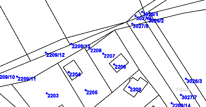 Parcela st. 2207 v KÚ Buchlovice, Katastrální mapa