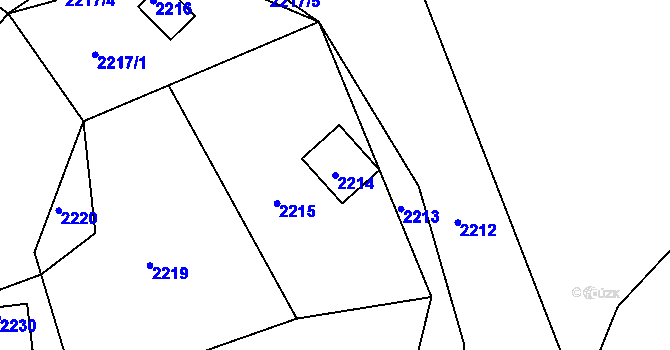 Parcela st. 2214 v KÚ Buchlovice, Katastrální mapa