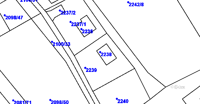 Parcela st. 2238 v KÚ Buchlovice, Katastrální mapa