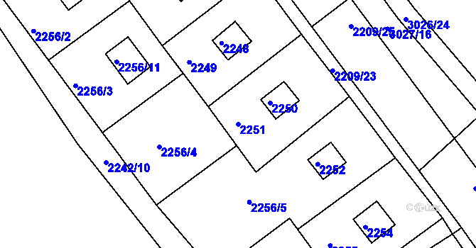 Parcela st. 2251 v KÚ Buchlovice, Katastrální mapa