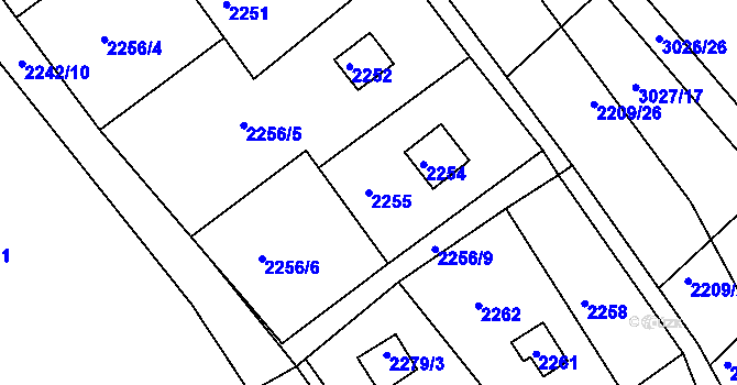 Parcela st. 2255 v KÚ Buchlovice, Katastrální mapa