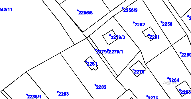 Parcela st. 2279/2 v KÚ Buchlovice, Katastrální mapa