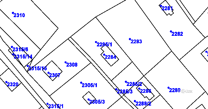 Parcela st. 2284 v KÚ Buchlovice, Katastrální mapa