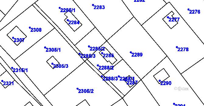 Parcela st. 2286 v KÚ Buchlovice, Katastrální mapa