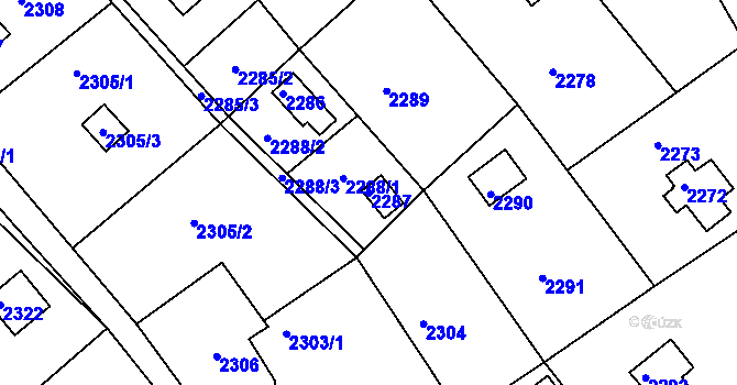 Parcela st. 2287 v KÚ Buchlovice, Katastrální mapa