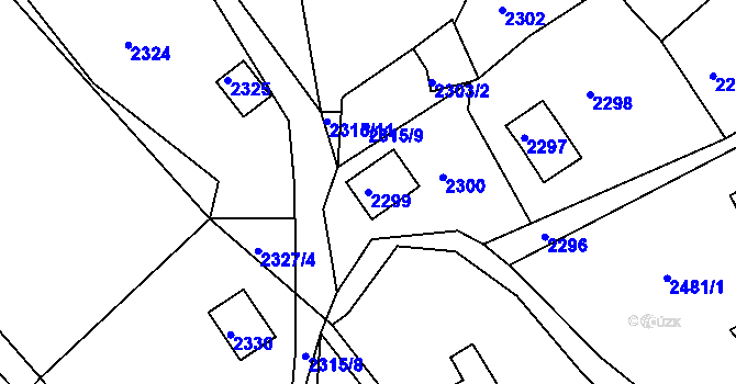 Parcela st. 2299 v KÚ Buchlovice, Katastrální mapa