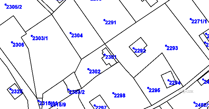 Parcela st. 2301 v KÚ Buchlovice, Katastrální mapa