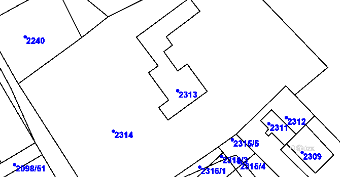 Parcela st. 2313 v KÚ Buchlovice, Katastrální mapa