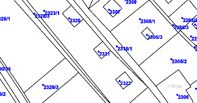 Parcela st. 2321 v KÚ Buchlovice, Katastrální mapa