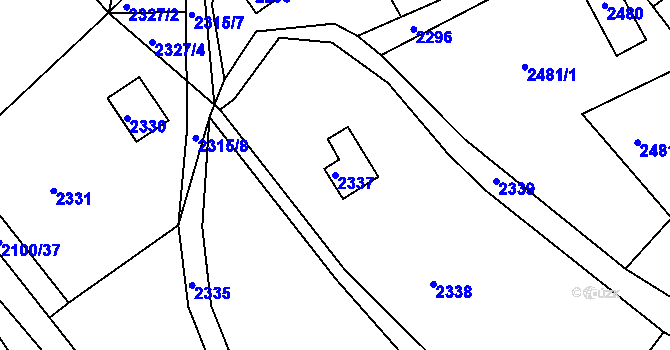 Parcela st. 2337 v KÚ Buchlovice, Katastrální mapa