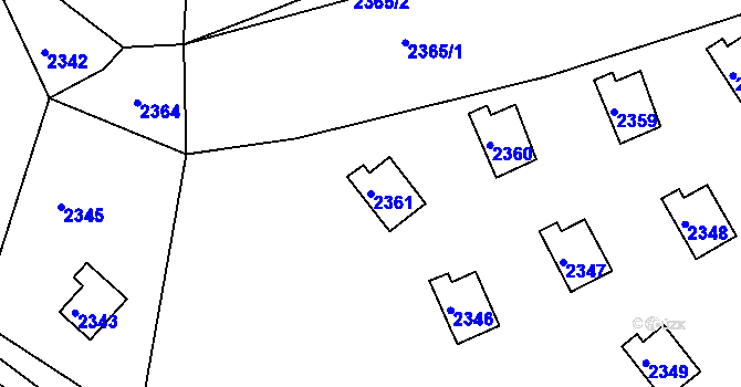 Parcela st. 2361 v KÚ Buchlovice, Katastrální mapa