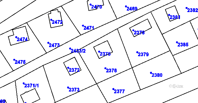 Parcela st. 2375 v KÚ Buchlovice, Katastrální mapa